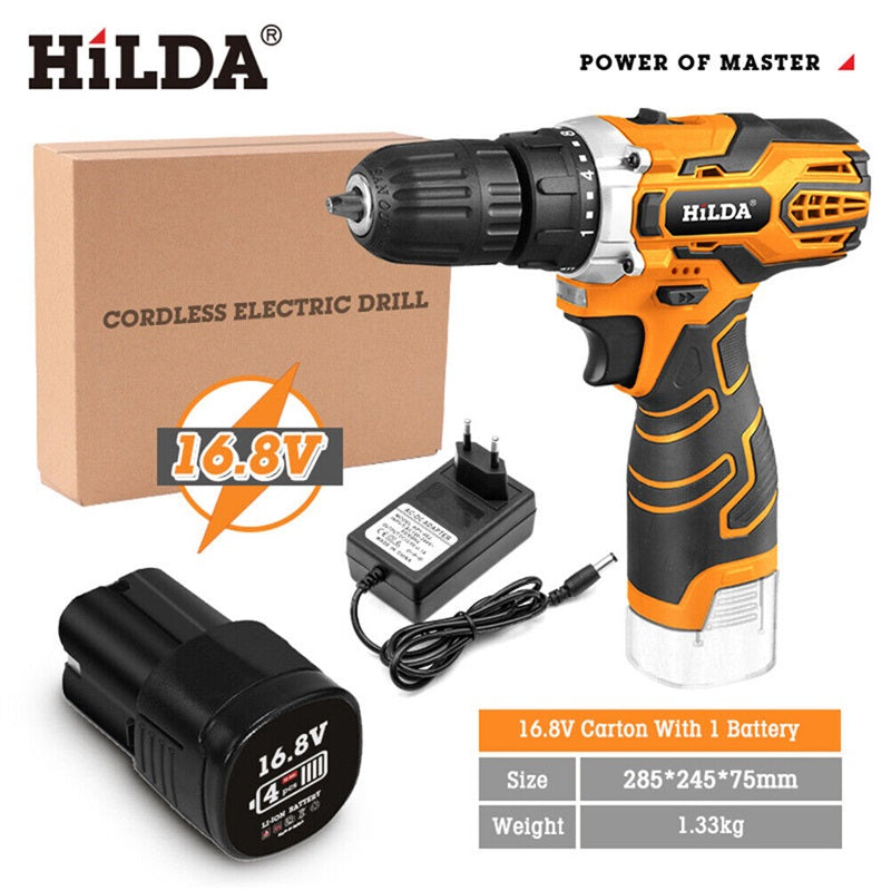 HILDA Elektrische Bohrer Akkuschrauber Lithium-Batterie Mini Bohrer Akkuschrauber Power Werkzeuge...