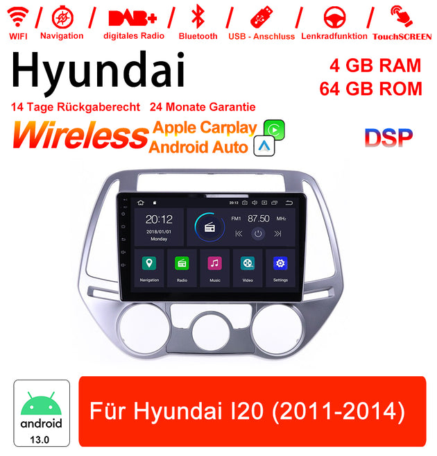 Android Autoradio für Hyundai i20 2011–2014 mit Wireless CarPlay & Android Auto