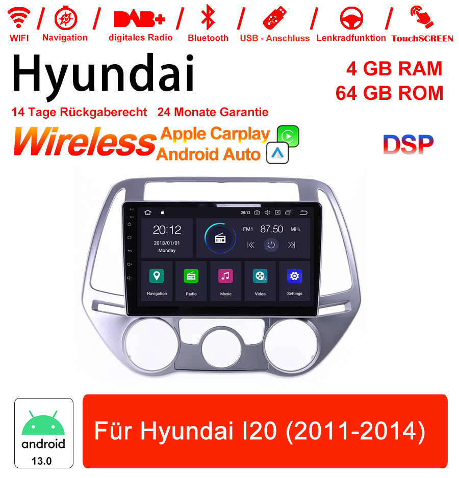 Android Autoradio für Hyundai i20 2011–2014 mit Wireless CarPlay & Android Auto
