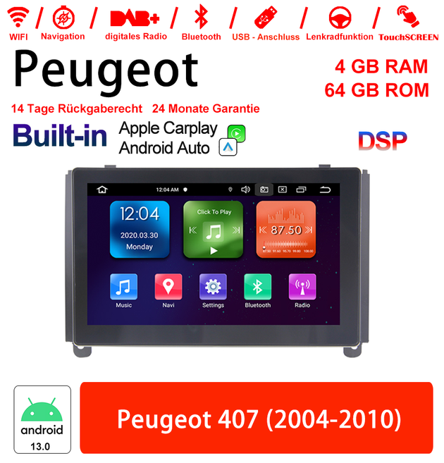 Android Autoradio für Peugeot 407 (2004-2010) mit Wireless CarPlay & Android Auto