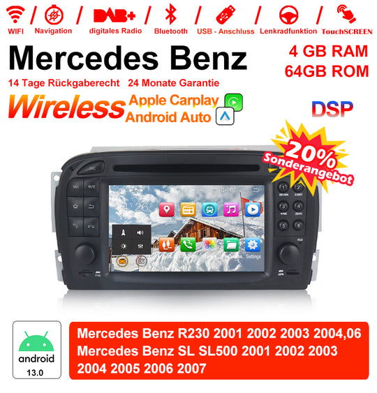 Android Autoradio für Mercedes Benz SL 2001-2007 mit Wireless CarPlay, Android Auto & DAB+