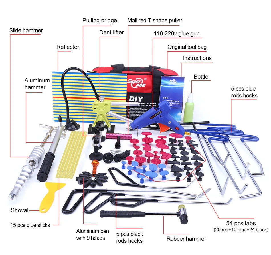 PDR haken werkzeuge Paintless Dent removal tool kit Push Stange Auto Brecheisen Reflektor Board ziehen brücke...