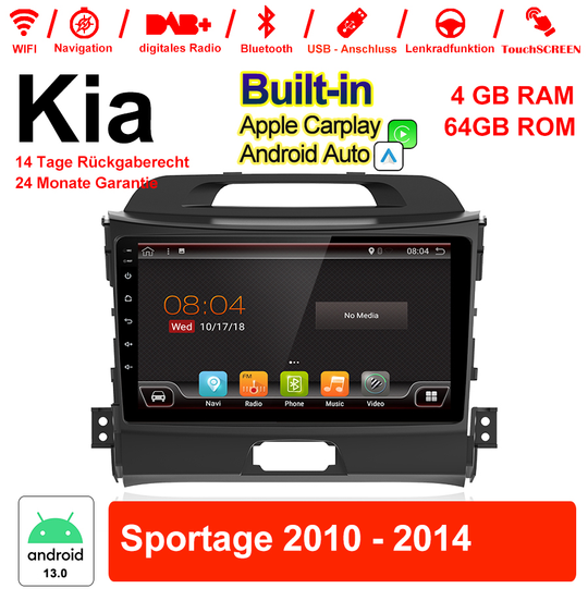 Android Autoradio für Kia Sportage 2010-2014 mit Wireless CarPlay & Android Auto