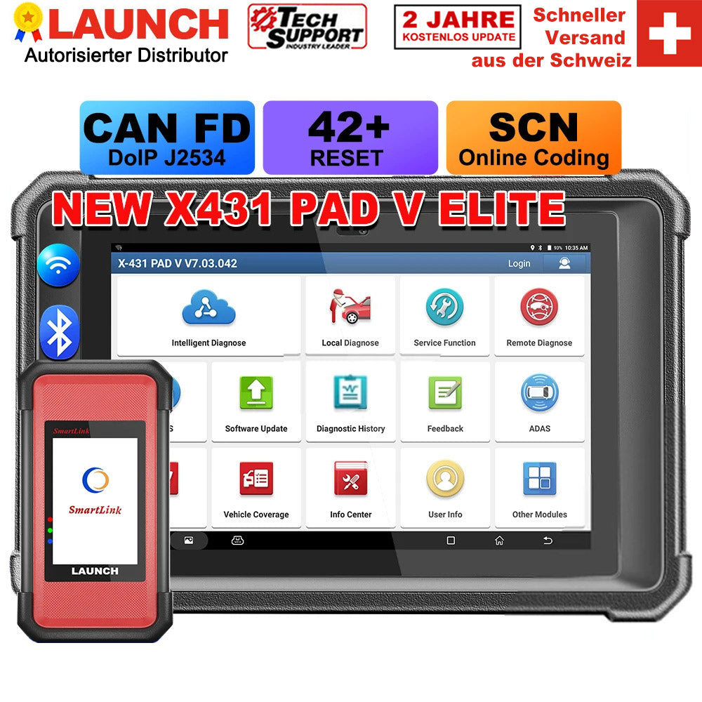 LAUNCH X431 PAD V Elite Diagnosegerät mit ECU Codierung & Vollsystemdiagnose