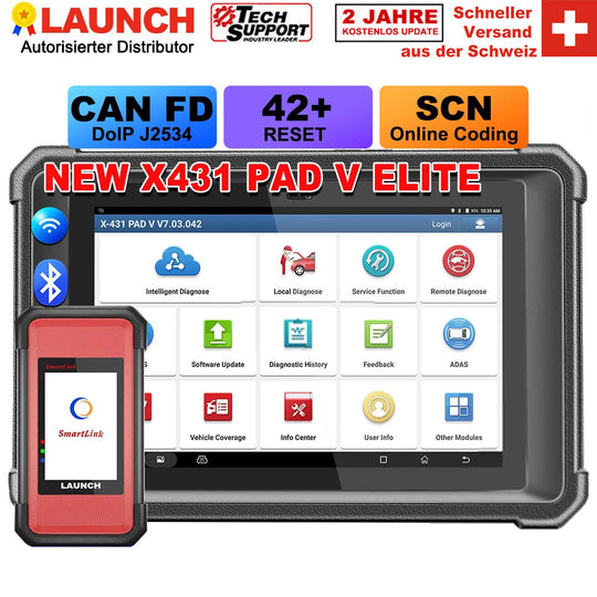 LAUNCH X431 PAD V Elite Diagnosegerät mit ECU Codierung & Vollsystemdiagnose