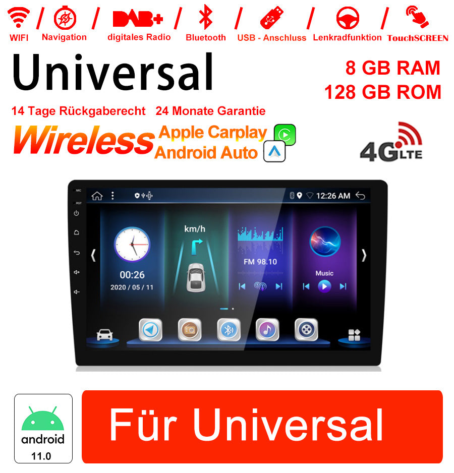 Android Autoradio für Universal 10.1 Zoll mit Wireless CarPlay & Android Auto