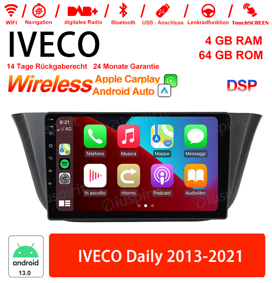 Android Autoradio für IVECO Daily 2013-2021 mit Wireless CarPlay & Android Auto