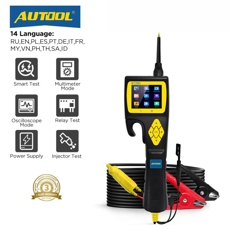 AUTOOL BT280 Auto Elektrische Circuit-Tester mit Kraftstoff Injektor Tester Power Sonde Auto Scanner...