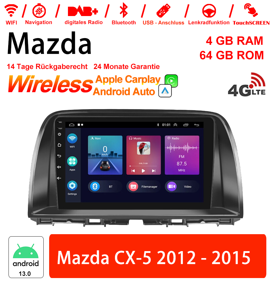 Android Autoradio für Mazda CX-5 2012-2015 mit Wireless CarPlay & Android Auto