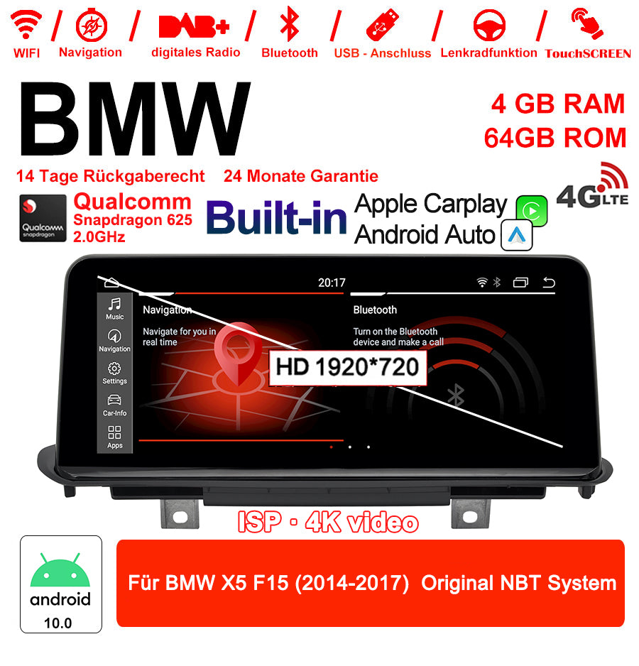 Android Autoradio für BMW X5 F15 2014-2017 mit Wireless CarPlay, Android Auto & DAB+