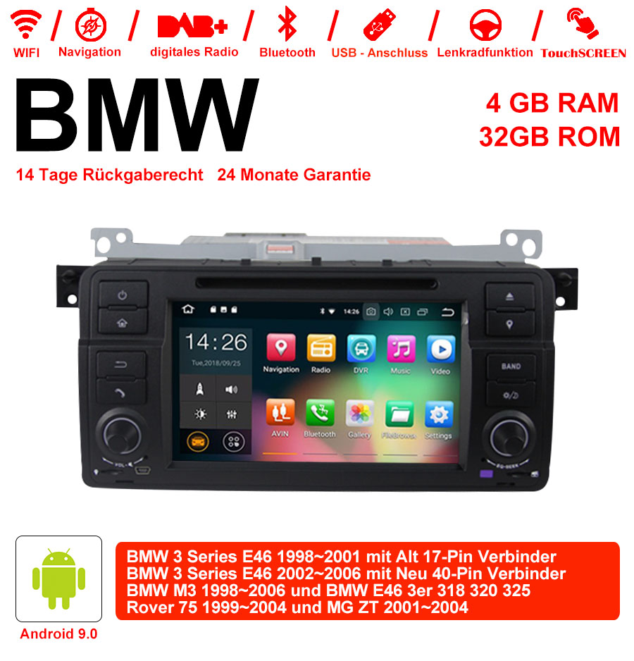 Android Autoradio für BMW 3er E46 und M3 E46 1998-2006 mit Wireless CarPlay, Android Auto & DAB+