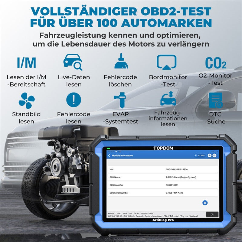TOPDON ArtiDiag Pro OBD2 Diagnosegerät für Fahrzeugsysteme
