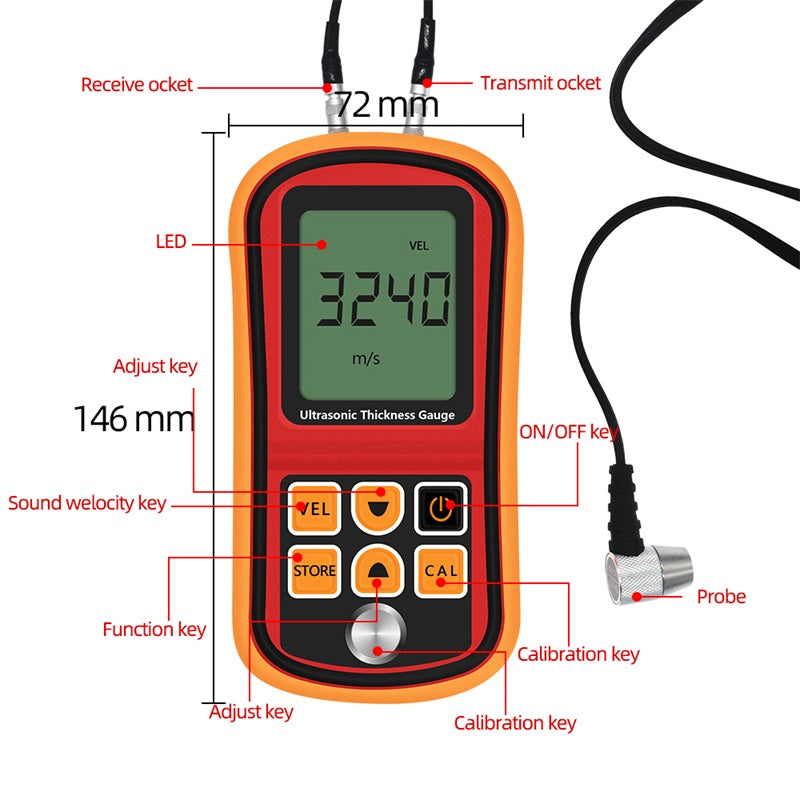 1.2-220mm Dicke Tester Ultraschall Dicke Gauge Stahl Dicke Autolack Test Messgeräte