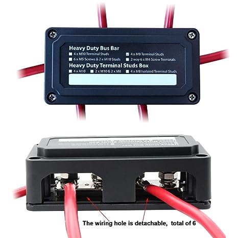 300A Bus Bar Box - Hochleistungs Modul Design Verteilerblock mit 4 x M8 Anschlussbolzen 300 Amp Sammelschienen