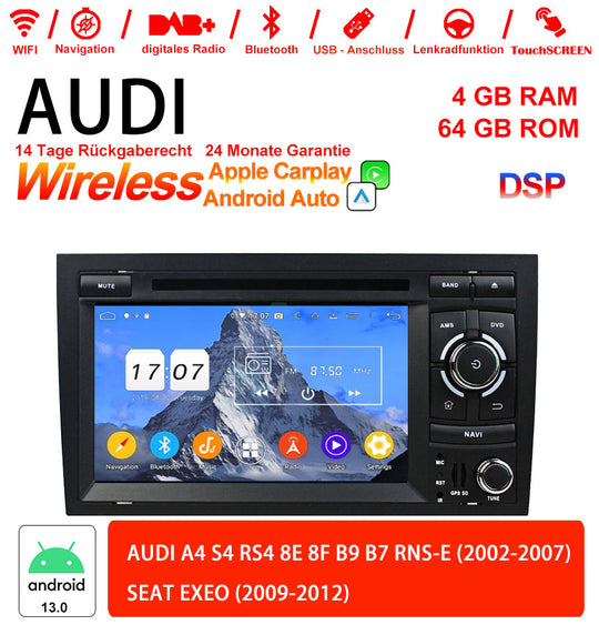 Android Autoradio für Audi A4 / S4 / RS4 (8E/8F/B7, 2002-2007) mit Wireless CarPlay & Android Auto
