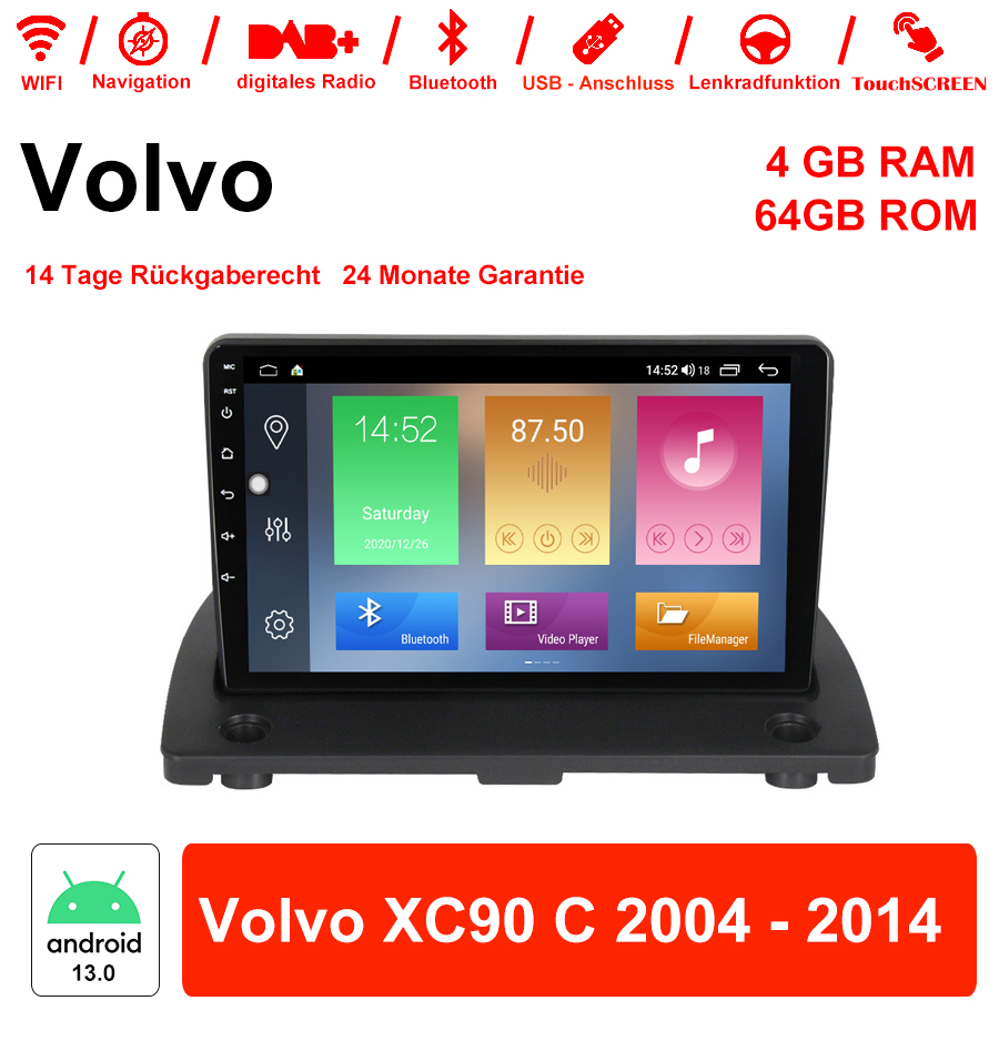 Android 13.0 Autoradio für Volvo XC90 2004-2014 mit WiFi NAVI Bluetooth USB
