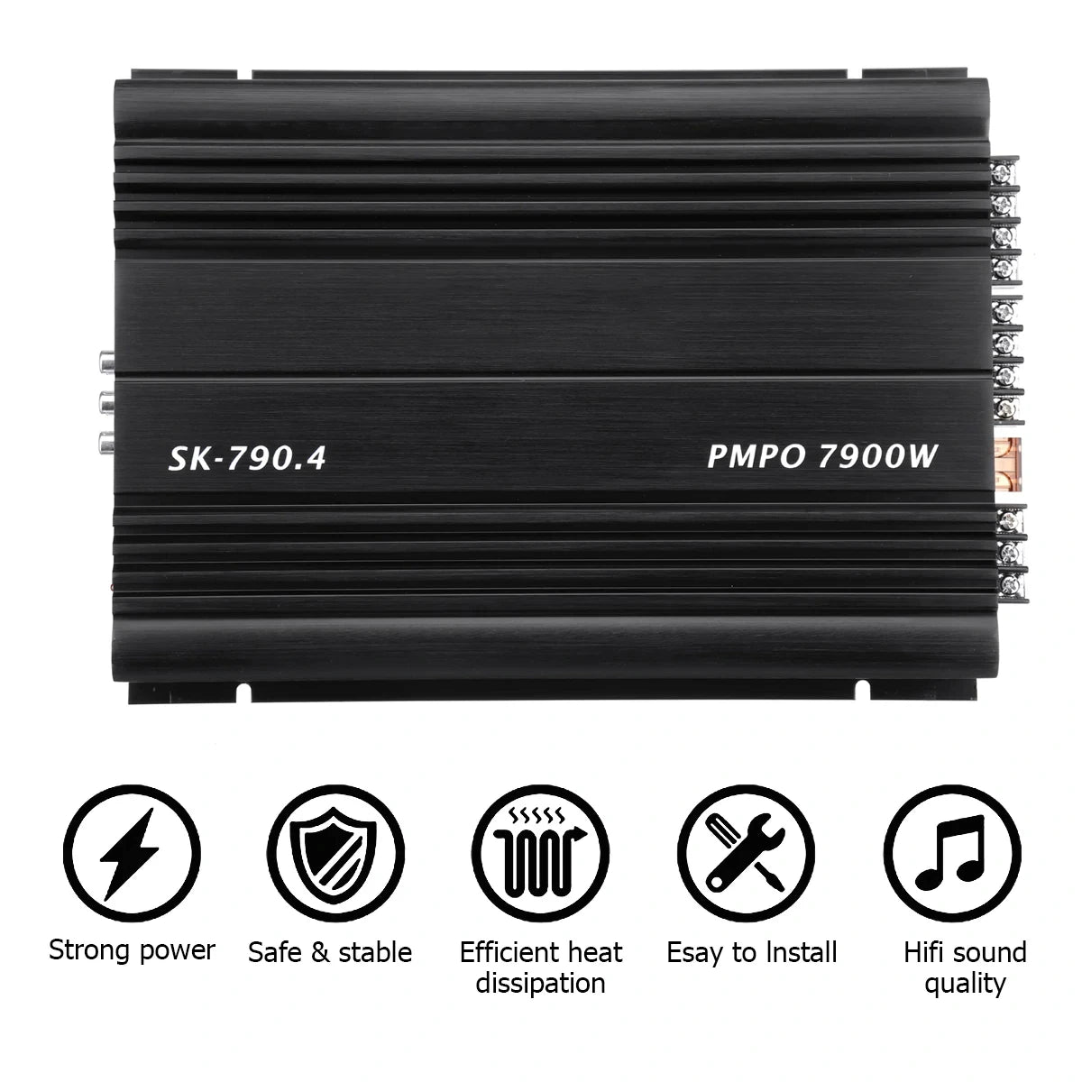 4-Kanal 12V Auto-Leistungsverstärker Klasse A/B Digital Stereo Surround Passiver Subwoofer Audio-Player für Autos Max 7900W