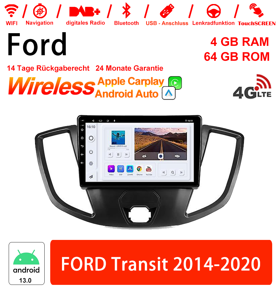 Android Autoradio für Ford Transit 2014-2020 mit Wireless CarPlay & Android Auto