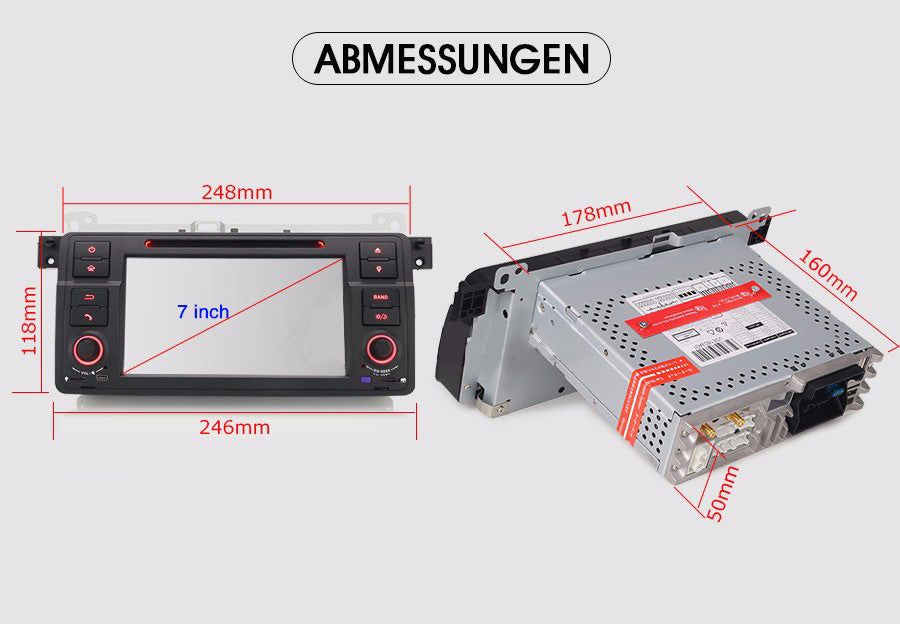 Android Autoradio für BMW 3er E46 und M3 E46 1998-2006 mit Wireless CarPlay, Android Auto & DAB+