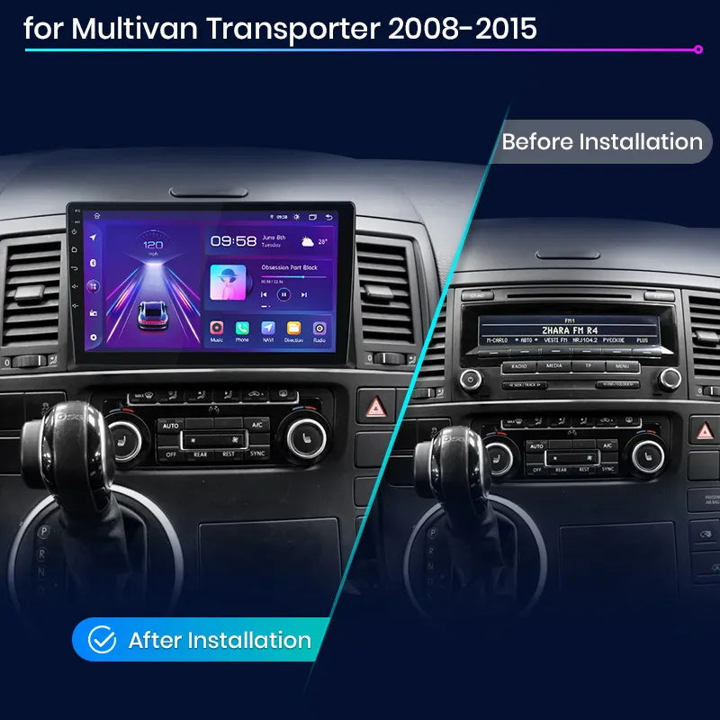 9 Zoll Android 13.0 Autoradio für VW T5 Multivan Transporter (2008-2015) mit Wireless CarPlay & Android Auto