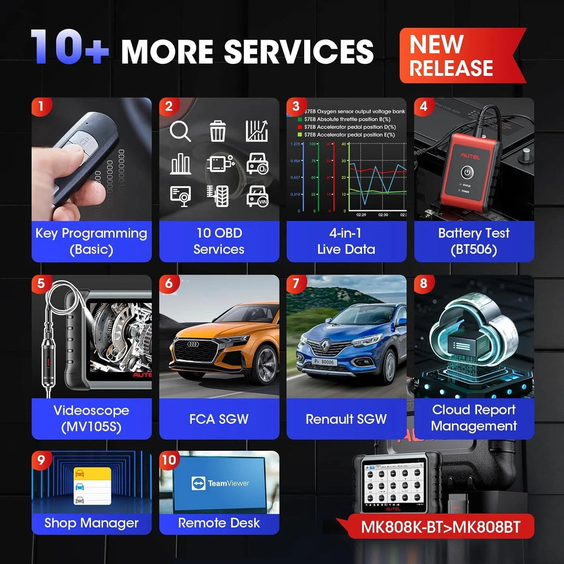 Autel MK808K-BT OBD2 Diagnosegerät für Fahrzeugsysteme