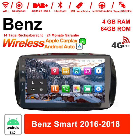 Android Autoradio für Mercedes Benz Smart 2016 mit Wireless CarPlay, Android Auto & DAB+