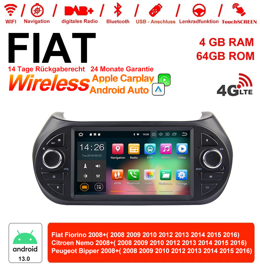 Android Autoradio für Fiat Fiorino, Citroen Nemo, Peugeot Bipper 2008-2016 mit Wireless CarPlay & Android Auto