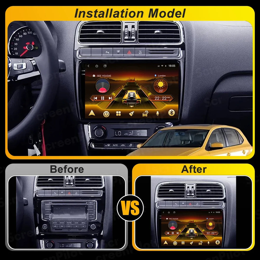 Android Autoradio für VW Polo 5 2008-2020 mit Wireless CarPlay & Android Auto