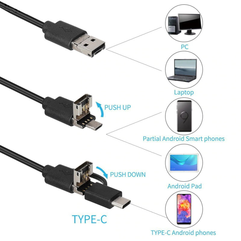 8mm objektiv Kamera Endoskop HD 1200P IP68 Fest Flexible Rohr Mirco USB Typ-C Endoskop video Inspektion für...