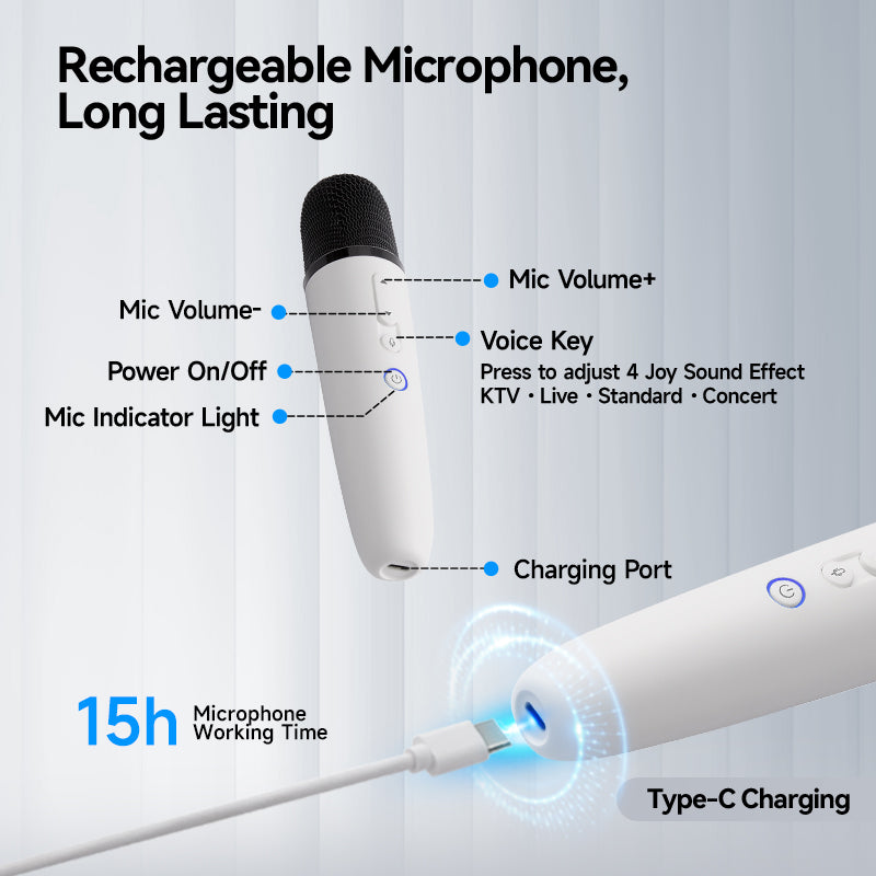 Q1-Tesla-Mikrofon, KaraokeMic, kabelloses Handmikrofon mit 4 Joy-Effekten, wiederaufladbares Mikrofon mit Typ-C-Empfänger und USB-Konverter