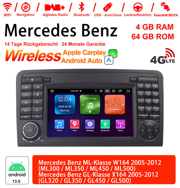 Android Autoradio für Mercedes Benz ML W164 und GL X164 2005-2012 mit Wireless CarPlay, Android Auto & DAB+