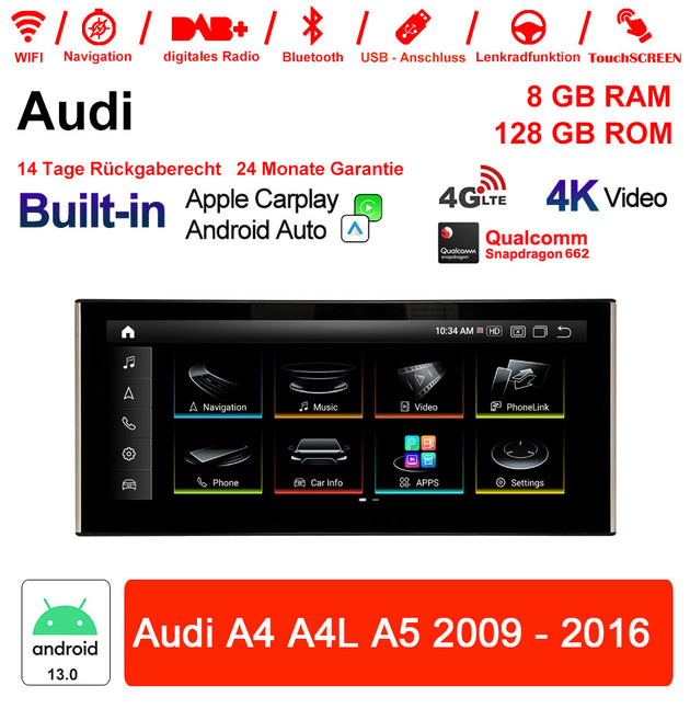 Android Autoradio für Audi A4 A4L A5 2009-2016 mit Wireless CarPlay & Android Auto