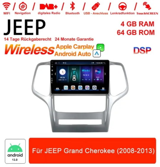 Android Autoradio für Jeep Grand Cherokee 2008-2013 mit Wireless CarPlay & Android Auto