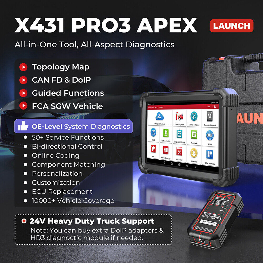 LAUNCH X431 PRO3 APEX Diagnosegerät mit ECU Codierung & Vollsystemdiagnose
