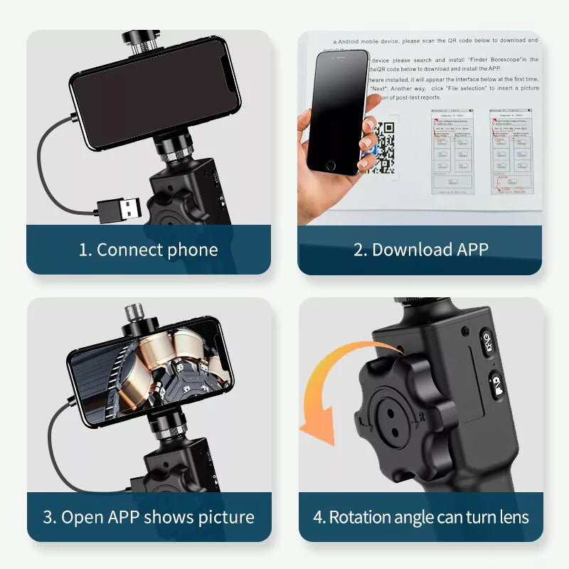 5,5 MM/6,2MM/8,5 MM 5,0 MP 180 Grad Lenk Industrielle Endoskop Endoskop Autos Inspektion Kamera Mit 6 LED für...