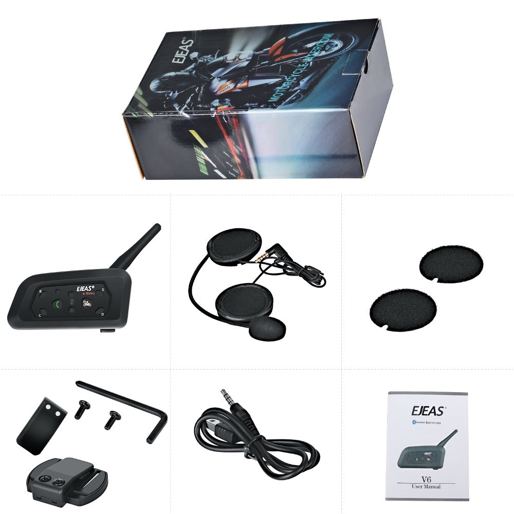 Motorrad Bluetooth Helm Headsets Intercom für 6 Fahrer BT Wireless Intercomunicador Interphone MP3 Bluetooth Headset