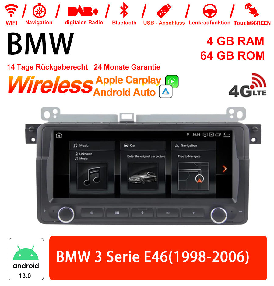 Android Autoradio für BMW 3er E46 1998-2006 mit Wireless CarPlay, Android Auto & DAB+