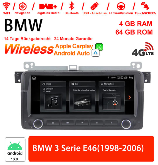 Android Autoradio für BMW 3er E46 1998-2006 mit Wireless CarPlay, Android Auto & DAB+