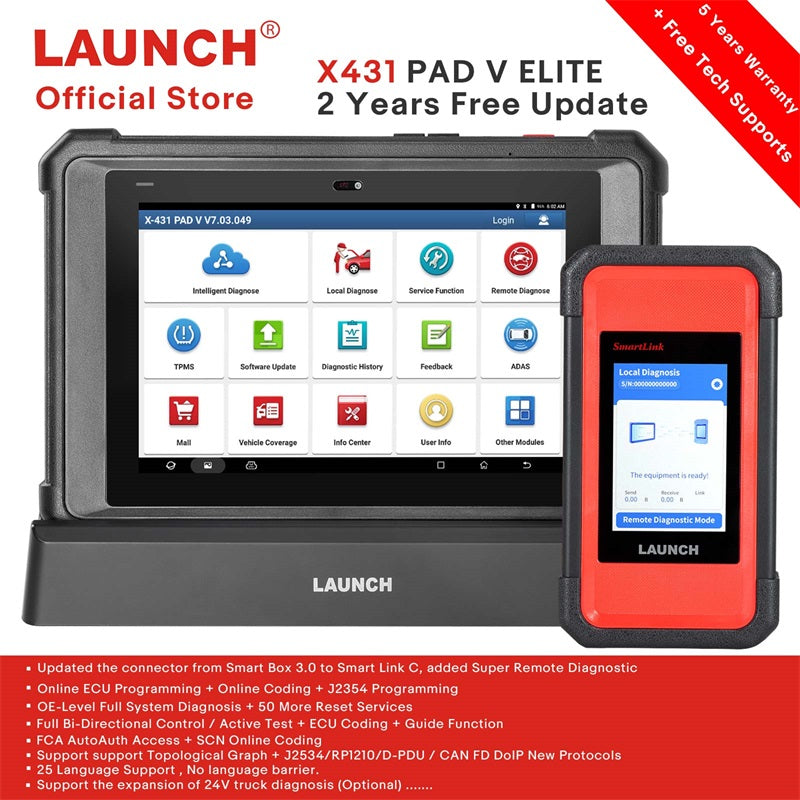 LAUNCH X431 PAD V Elite Diagnosegerät mit ECU Codierung & Vollsystemdiagnose