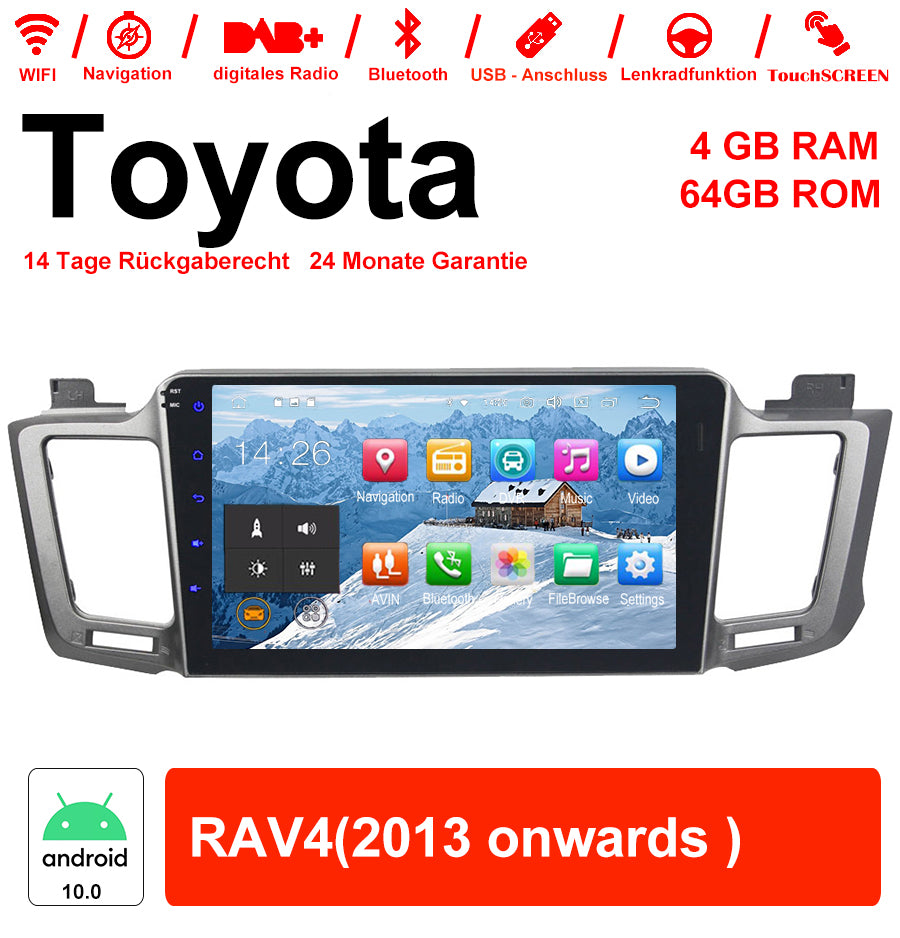 10.1 Zoll Android 10.0 Autoradio für Toyota RAV4 (ab 2013) mit WiFi, NAVI, Bluetooth und USB