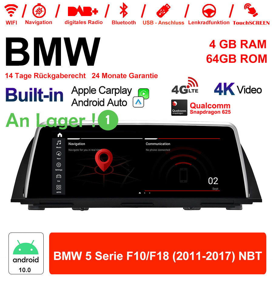 Android Autoradio für BMW 5er F10/F18 2011-2017 mit Wireless CarPlay, Android Auto & DAB+