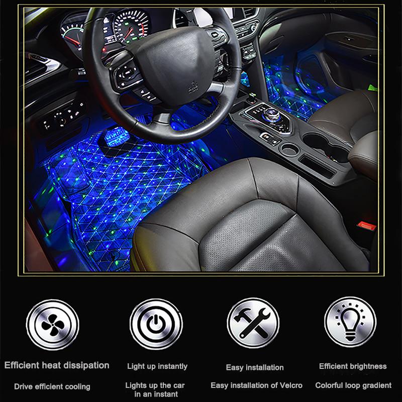 4 x RGB Auto Atmosphäre Lampe USB Umgebungslicht 12V