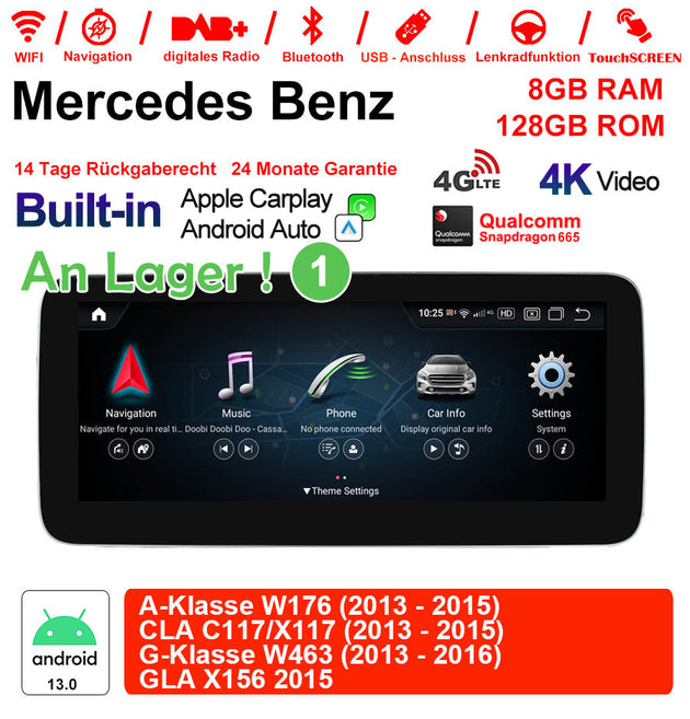 Android Autoradio für Mercedes Benz A-Klasse W176, C-Klasse C117/X117 und CLA C117/X117 2013-2016 mit Wireless CarPlay, Android Auto & DAB+