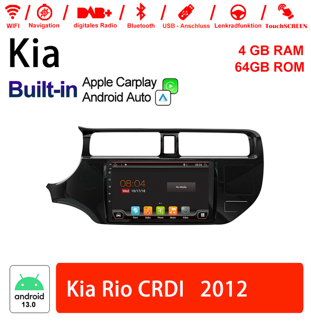 Android Autoradio für Kia Rio 2012 mit Wireless CarPlay & Android Auto