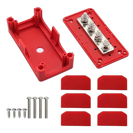 300A Bus Bar Box - Hochleistungs Modul Design Verteilerblock mit 4 x M8 Anschlussbolzen 300 Amp Sammelschienen