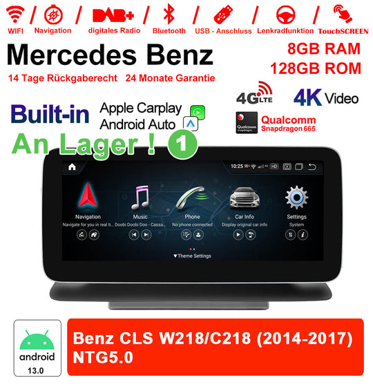 Android Autoradio für Mercedes Benz C-Klasse W218/C218 und CLS W218/C218 2014-2017 mit Wireless CarPlay, Android Auto & DAB+