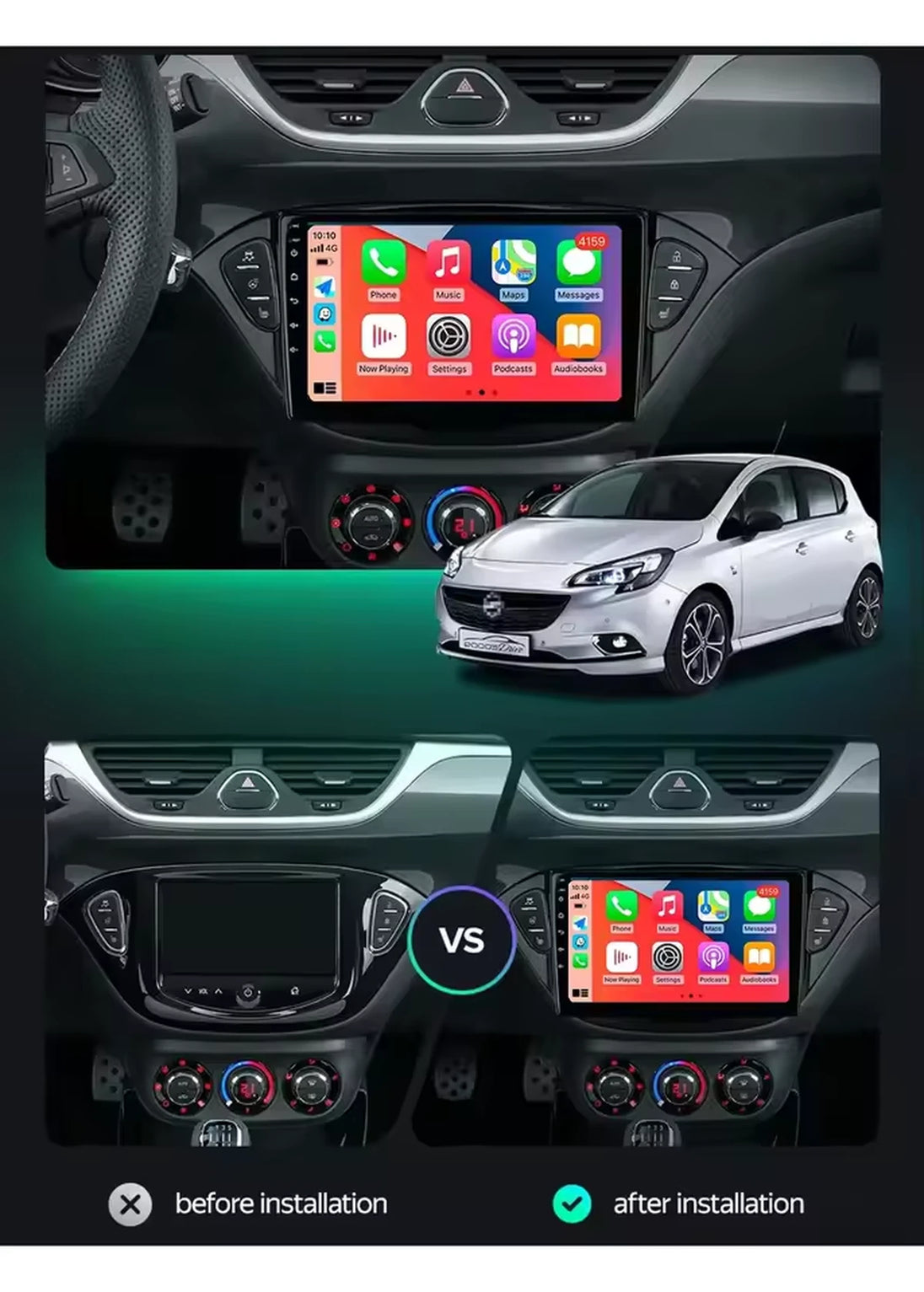 Android Autoradio 9 Zoll für Opel Corsa 2015-2016 mit Wireless CarPlay & Android Auto