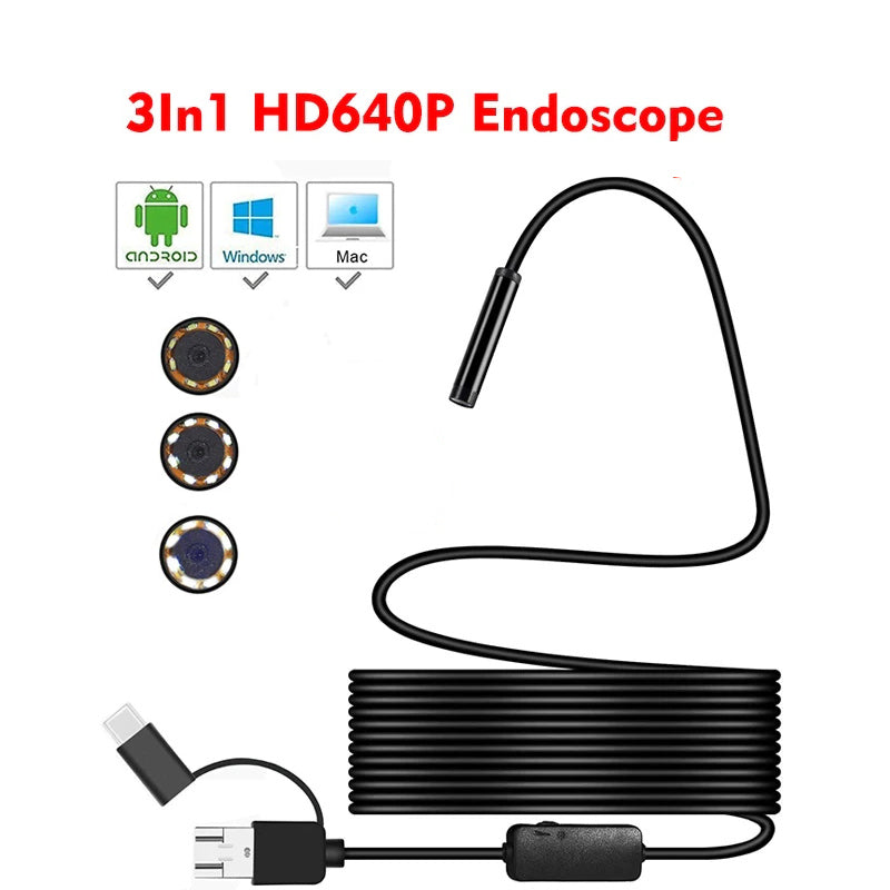 7.0mm Endoskop Kamera HD Flexible IP67 Wasserdichte Mini USB Endoskop 6LED Kabel Inspektion Endoskop für Android PC