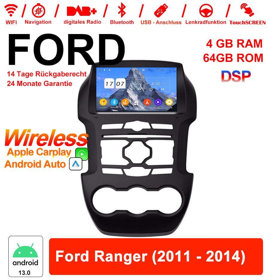 Android Autoradio für Ford Ranger 2011–2014 mit Wireless CarPlay & Android Auto