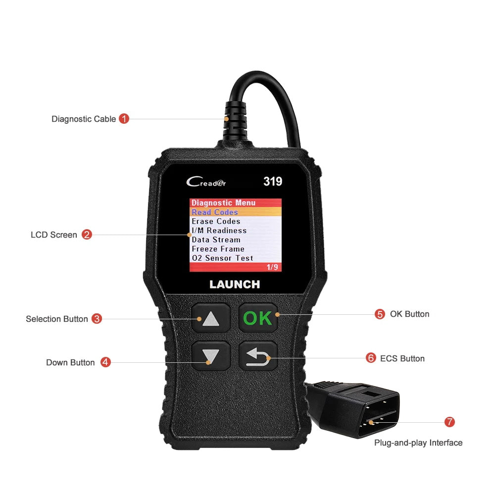 LAUNCH CR319 OBD2 Diagnosegerät für Fahrzeugsysteme
